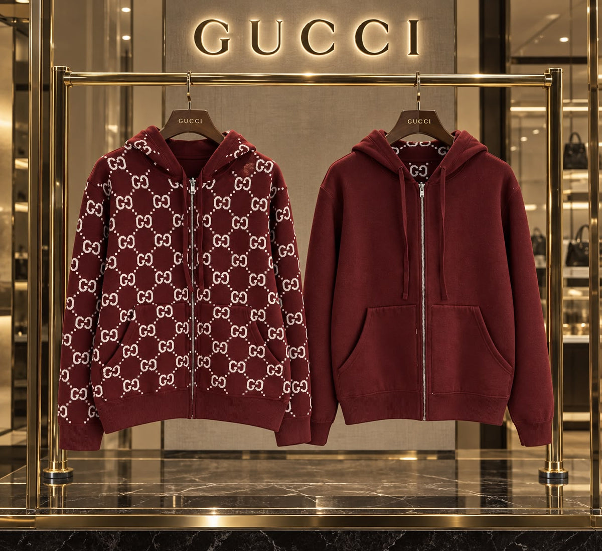 Gucci Reversible GG Cotton Jacquard Zip-Up Hoodie