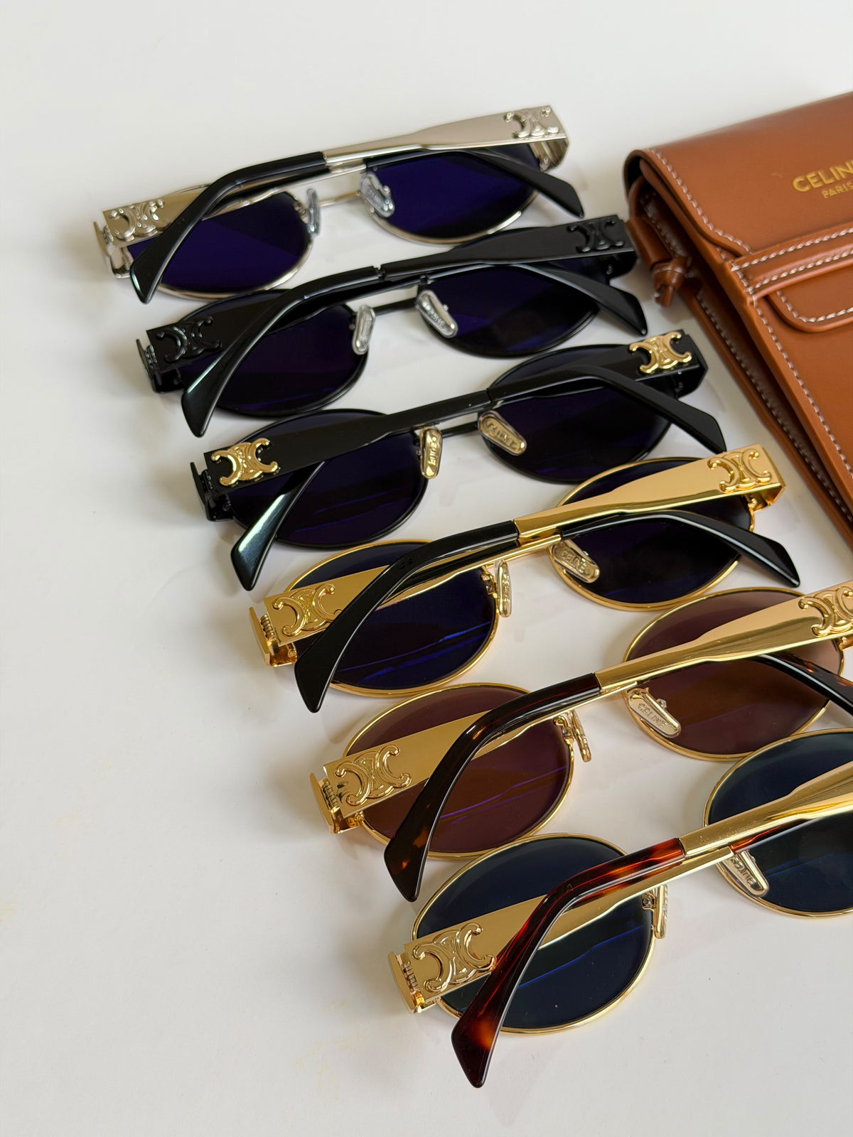Celine Triomphe Metal Oval Sunglasses