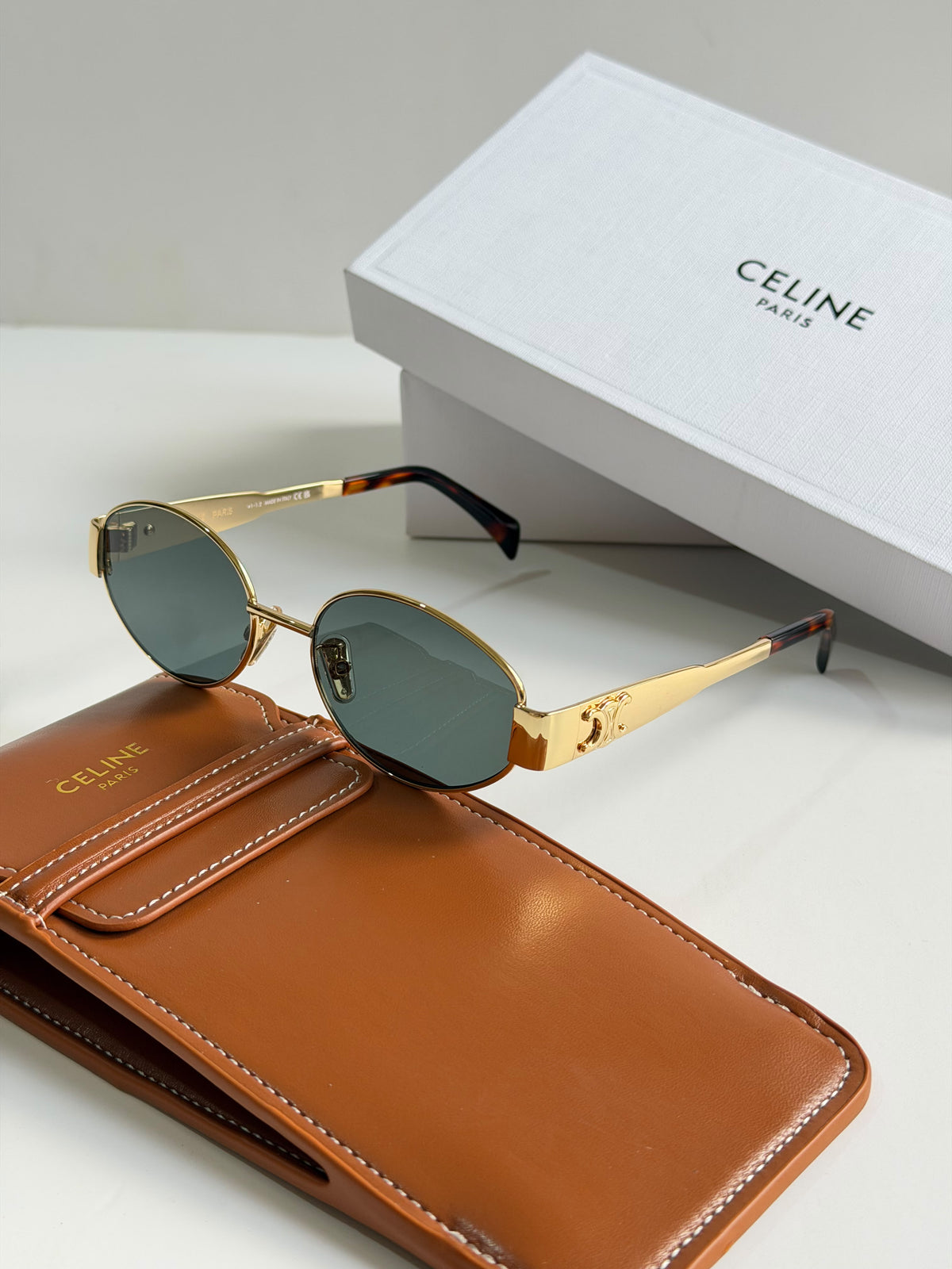 Celine Triomphe Metal Oval Sunglasses
