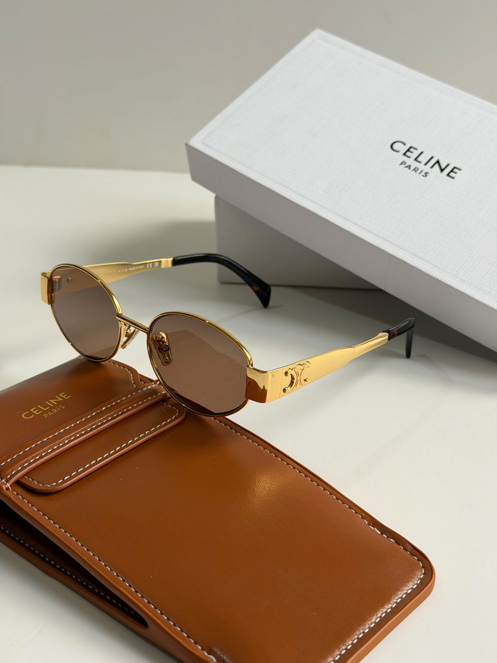 Celine Triomphe Metal Oval Sunglasses