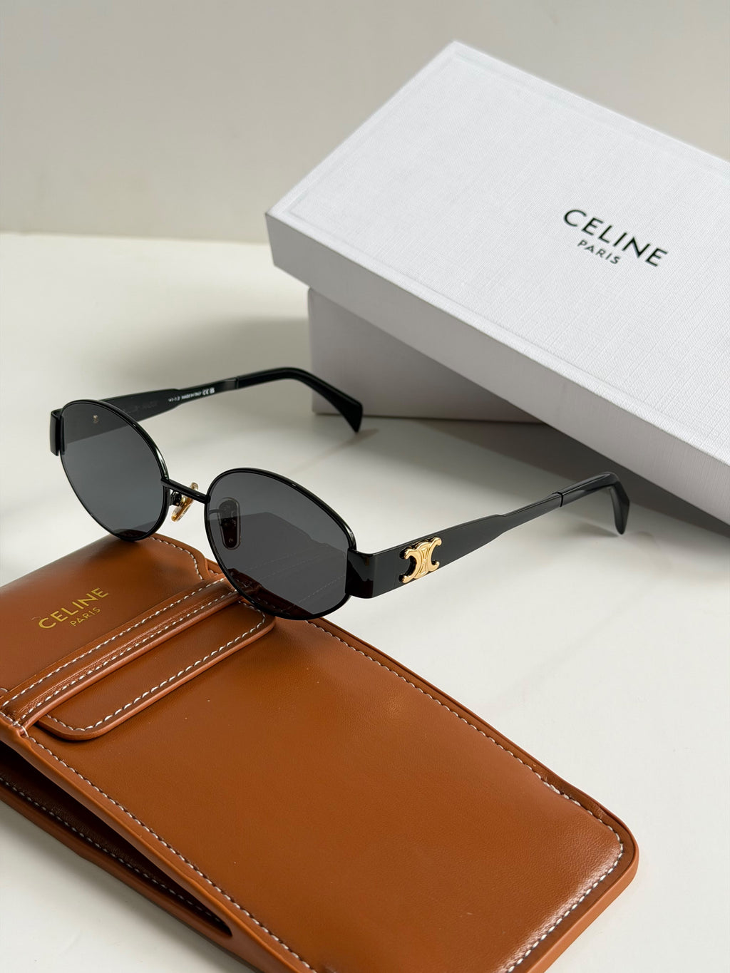 Celine Triomphe Metal Oval Sunglasses