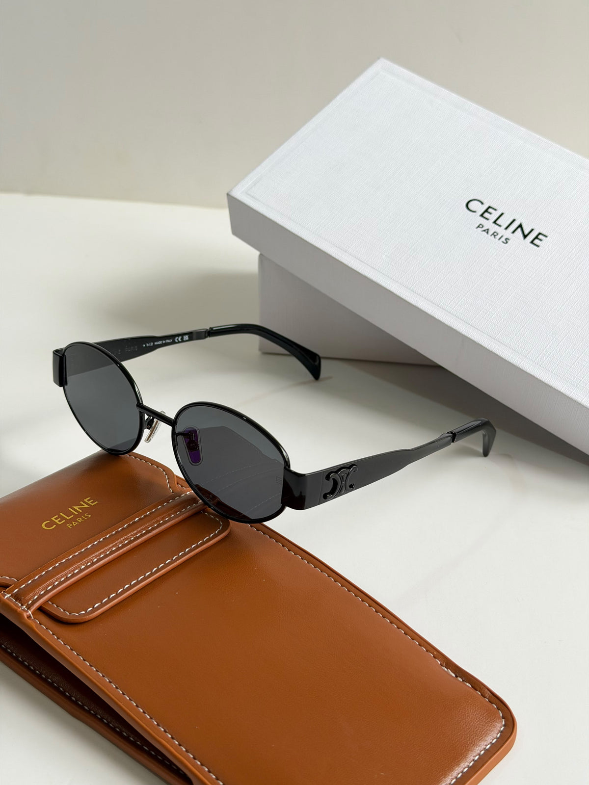 Celine Triomphe Metal Oval Sunglasses