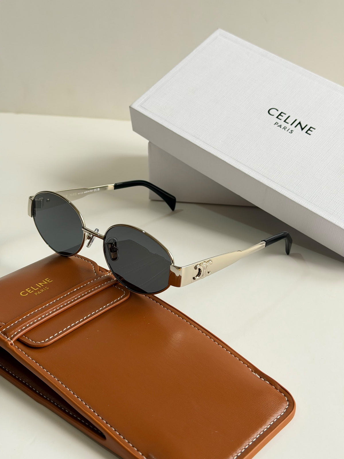 Celine Triomphe Metal Oval Sunglasses