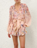 Zimmermann Valiant Billow Blouse and Tuck Shorts set in Peach Floral