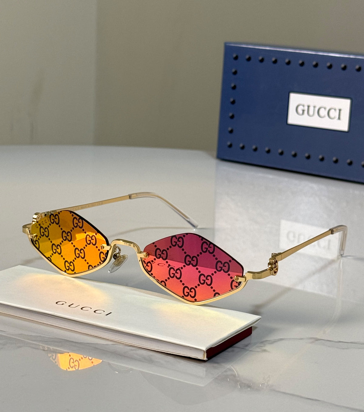 Gucci Geometric / Diamond Frame Sunglasses
