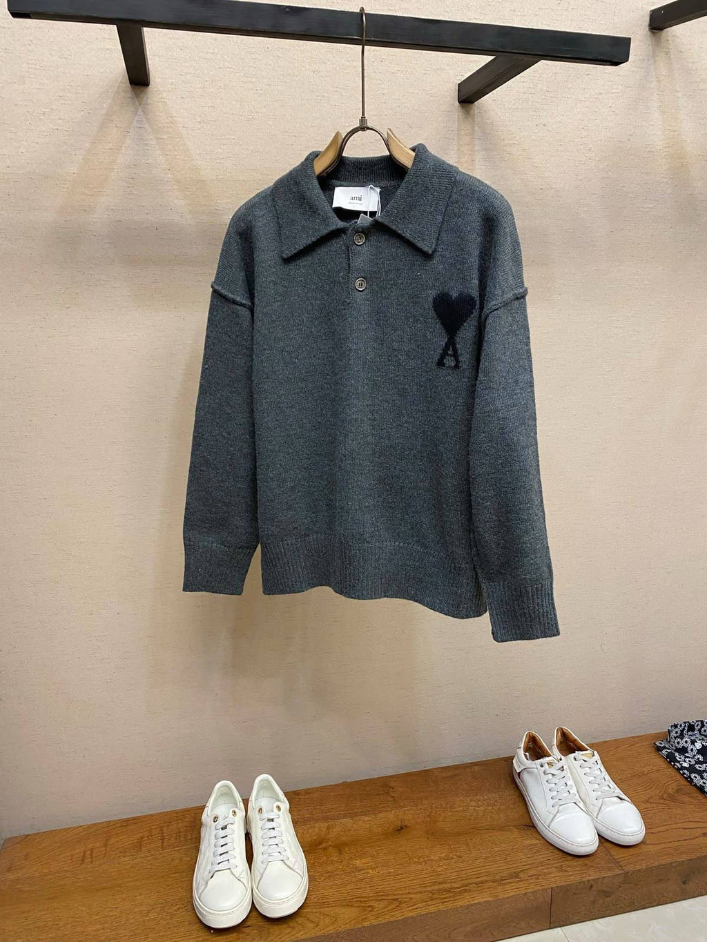 Ami De Coeur Felted Merino Wool Knit Polos