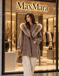 MaxMara Rialto Hooded Coat with Fur Trim
