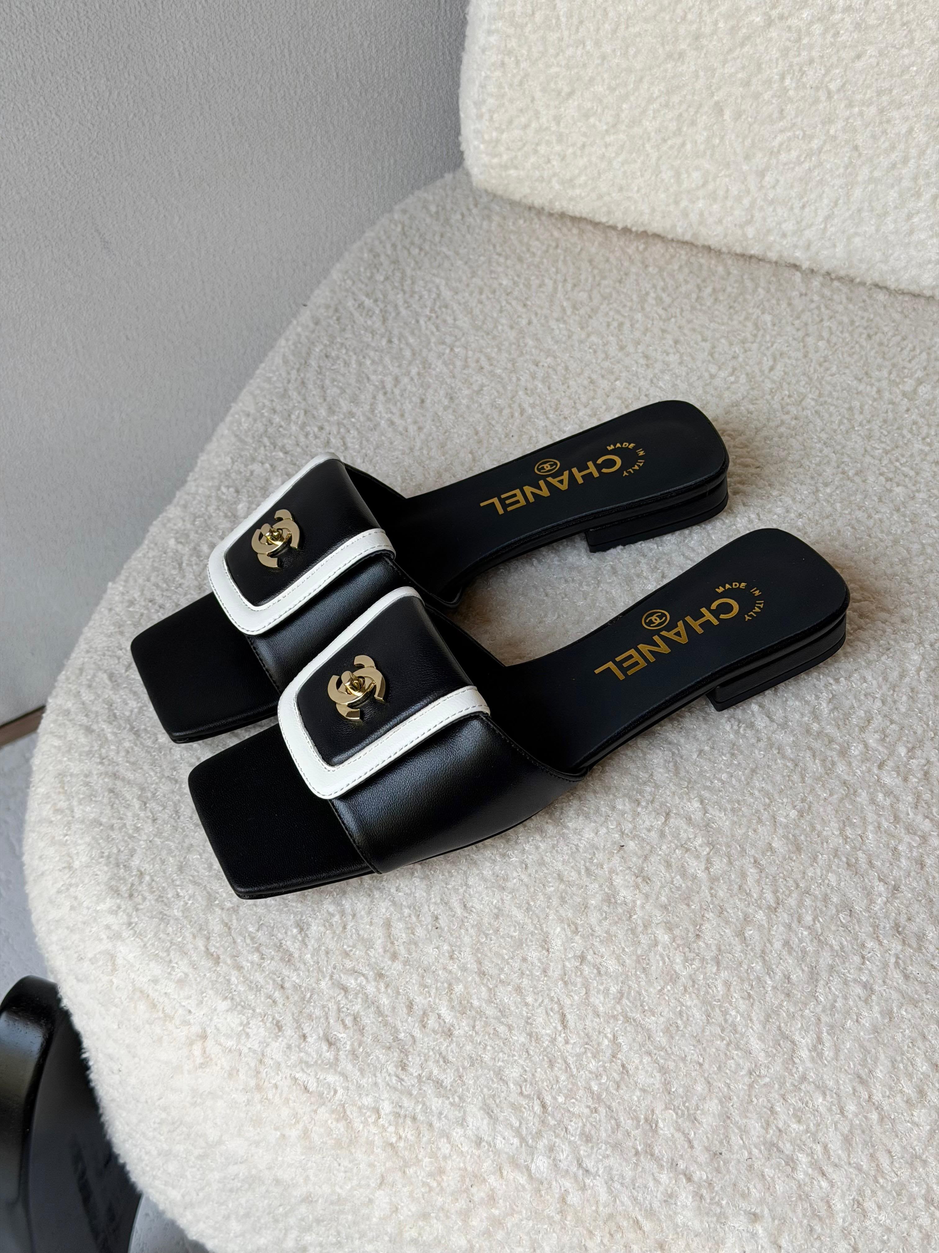 Chanel Turn-Lock Flat Slides