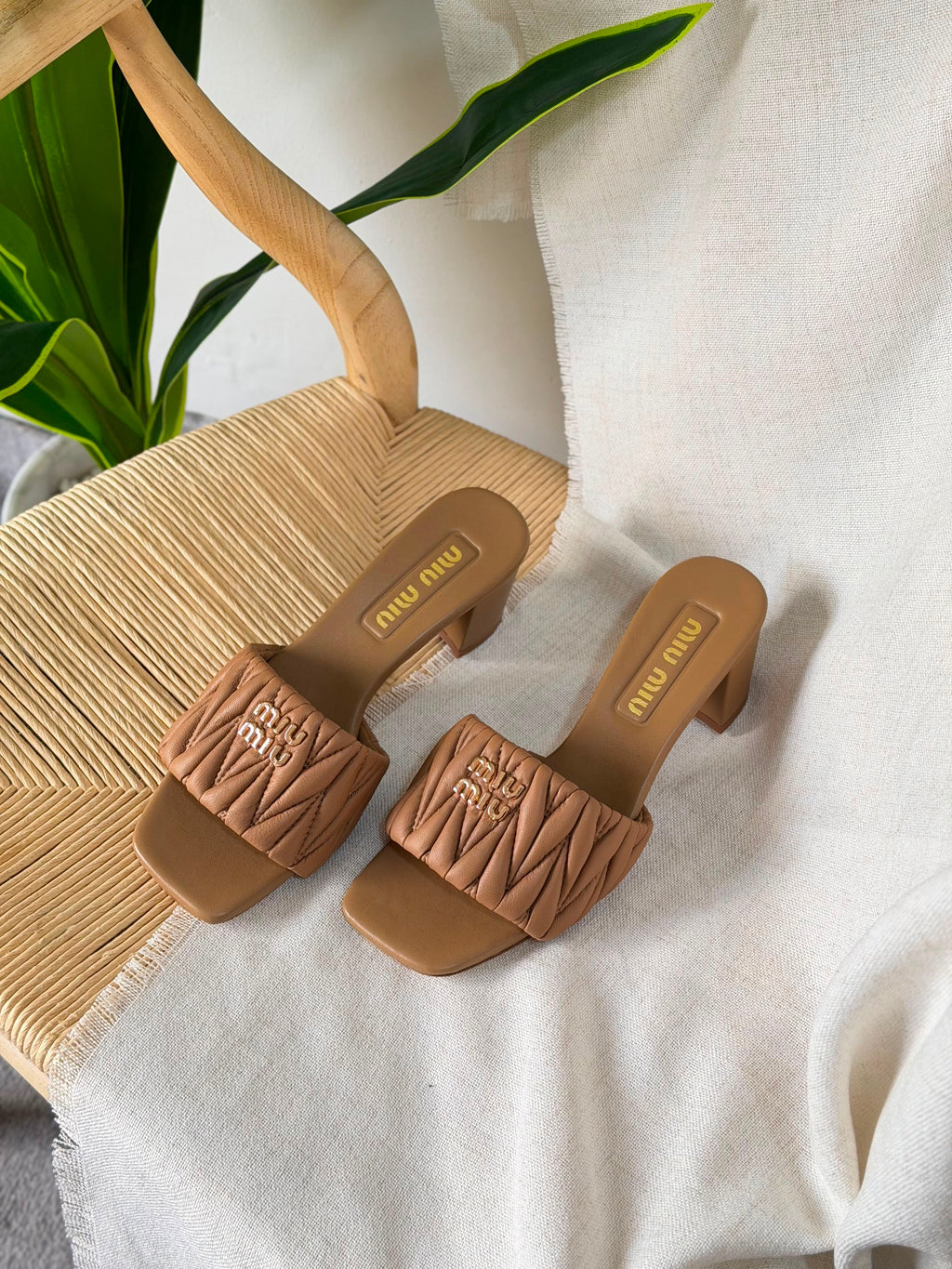 Miu Miu Matelassé Nappa Leather Mule Sandals