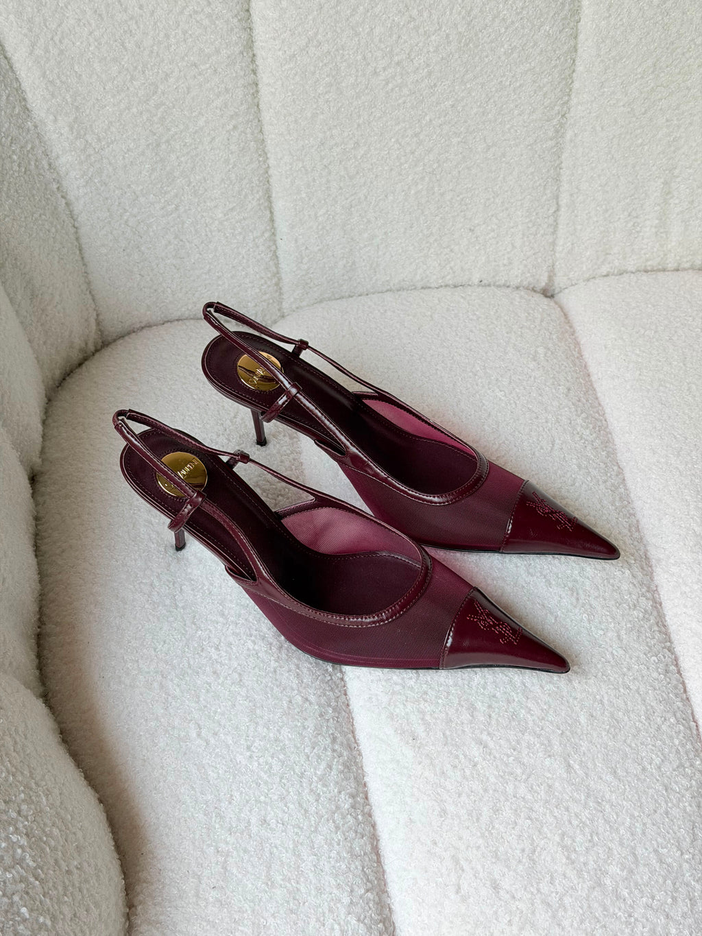 YSL Renée Cassandre-Embroidered Mesh Slingback Pumps