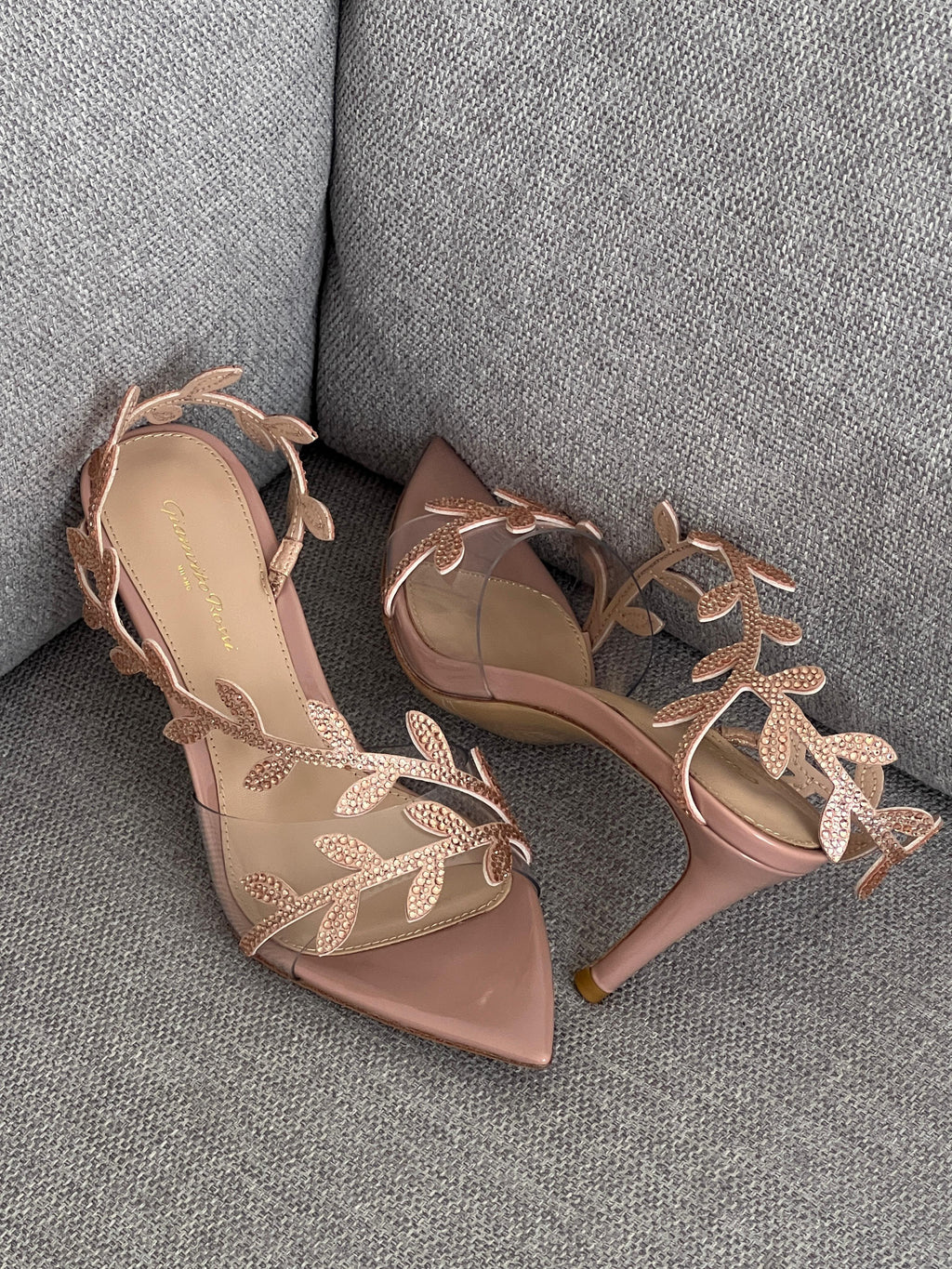 Gianvito Rossi Flavia Sandals in Plexi & Metallic Leather