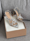 Gianvito Rossi Flavia Sandals in Plexi & Metallic Leather
