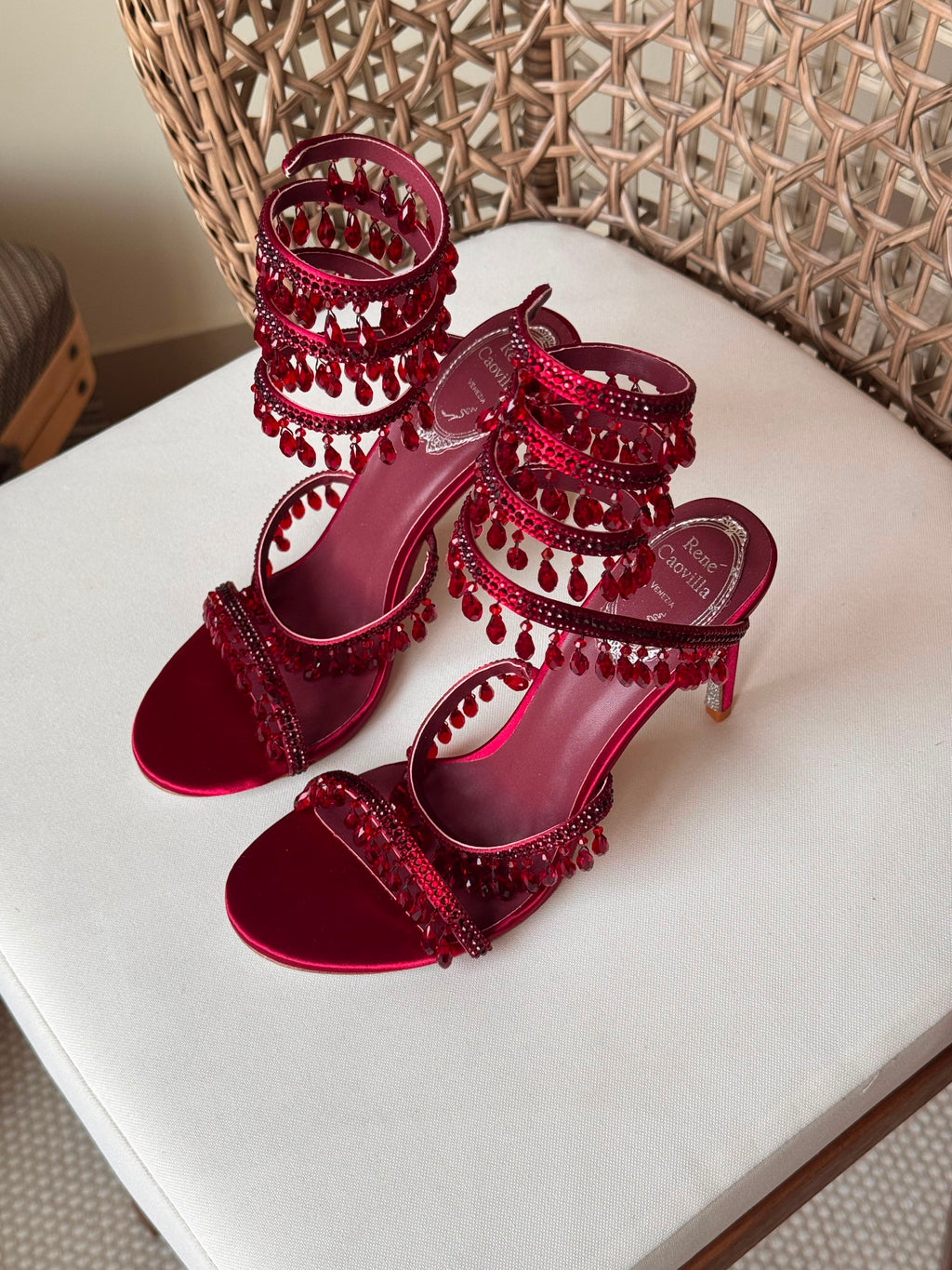 Rene Caovilla Chandelier Burgundy Sandals