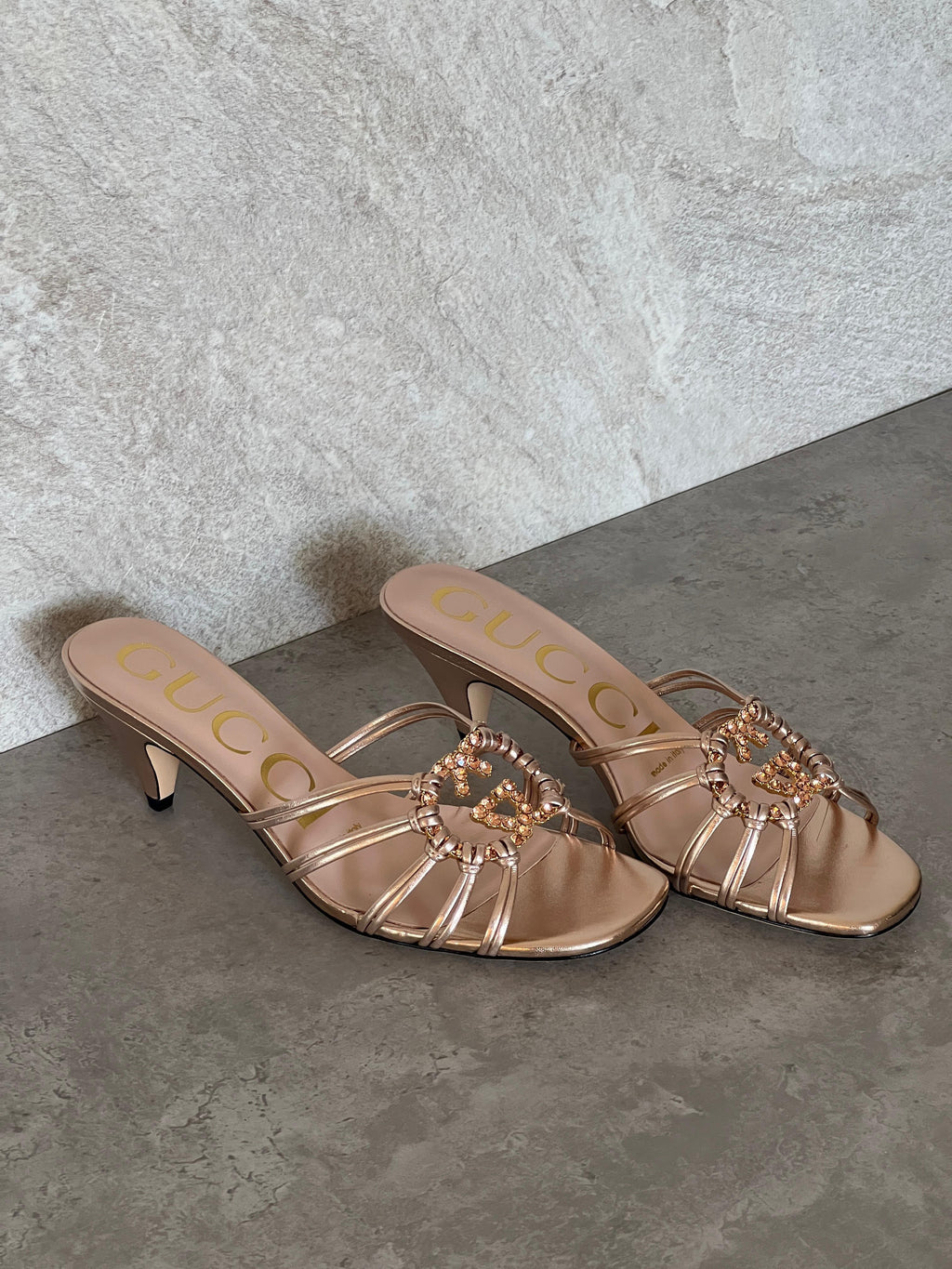 Gucci Crystal Interlocking G Sandal