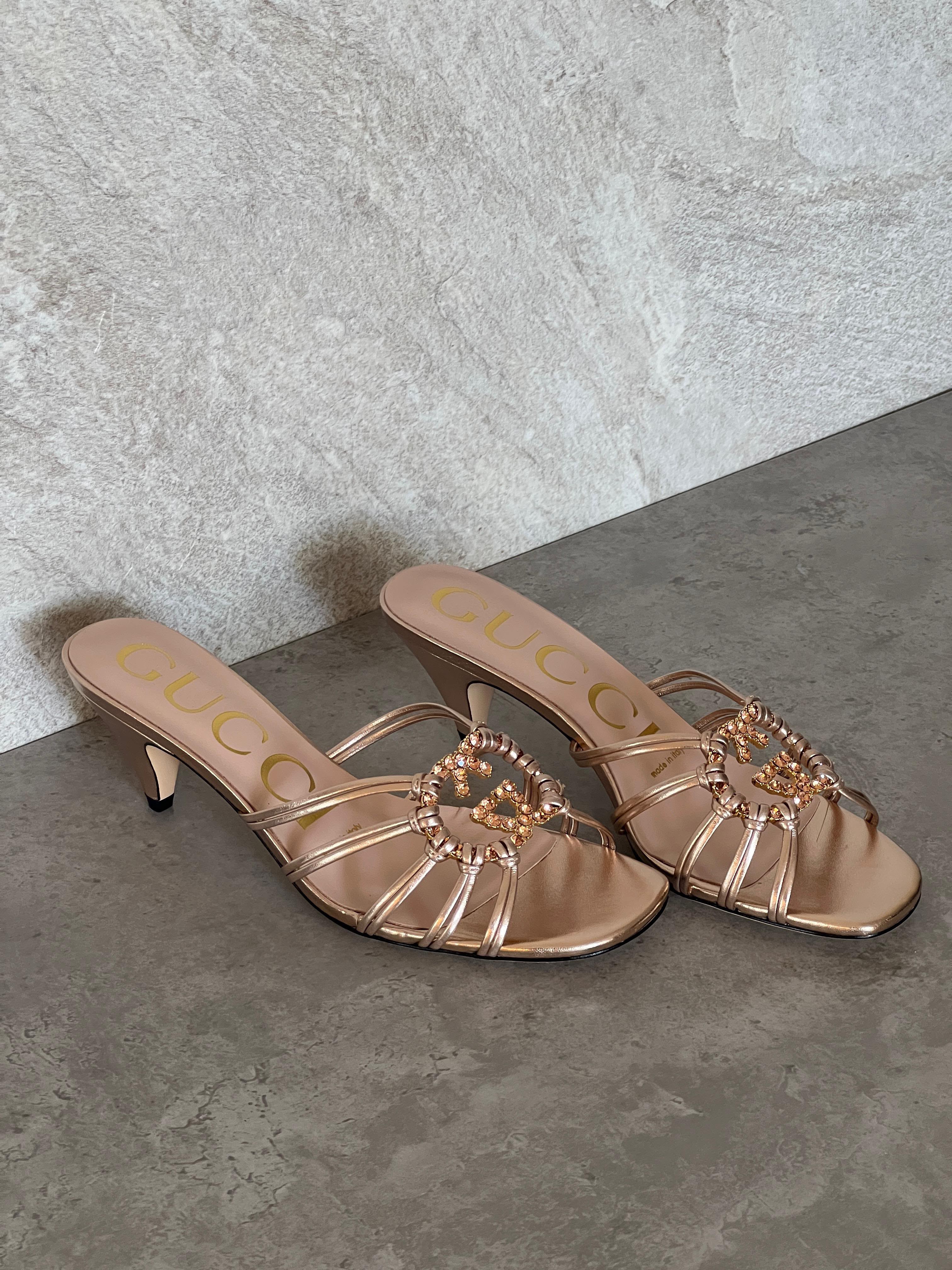 Gucci Crystal Interlocking G Sandal