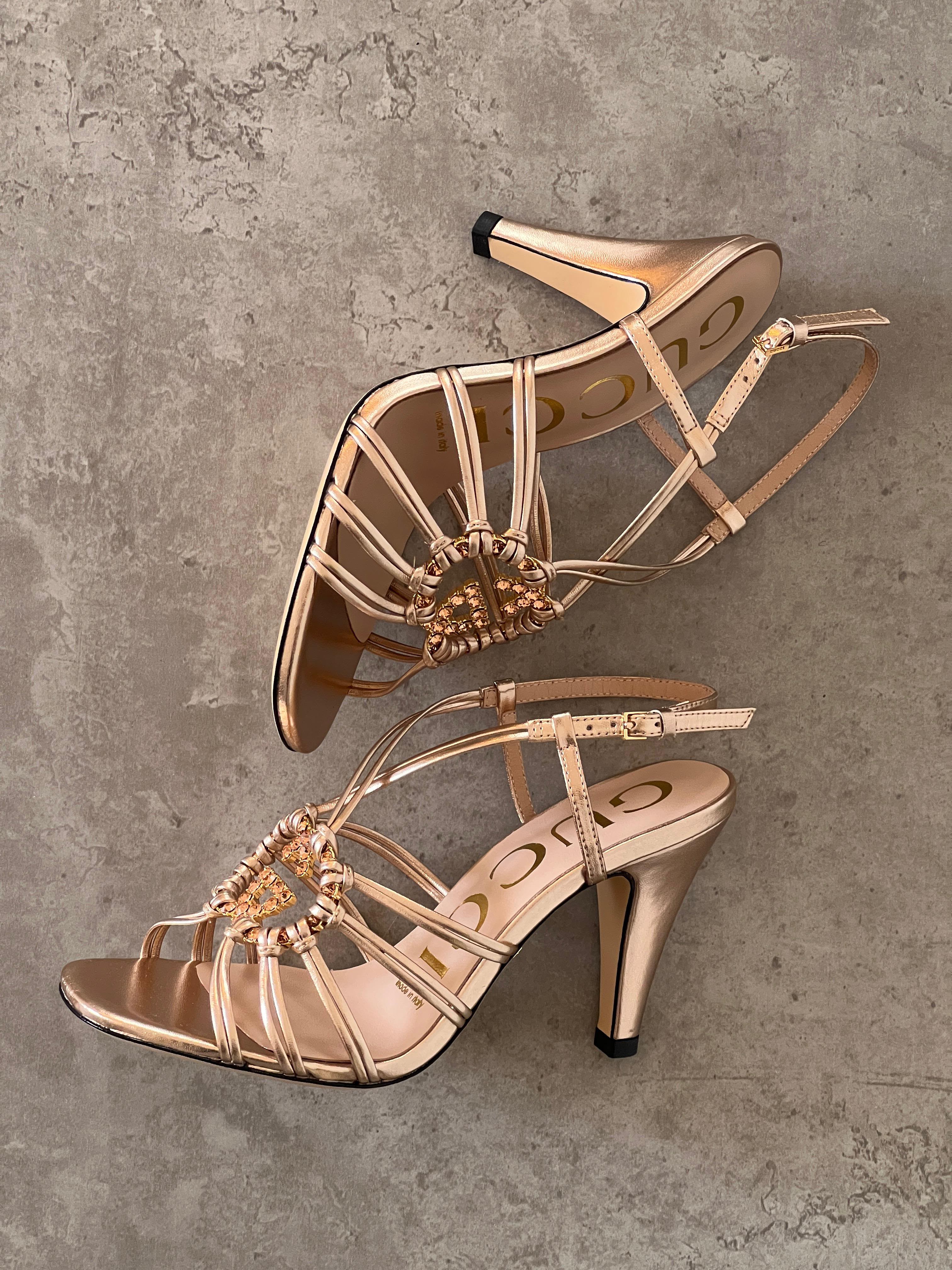 Gucci Crystal Interlocking G Sandal
