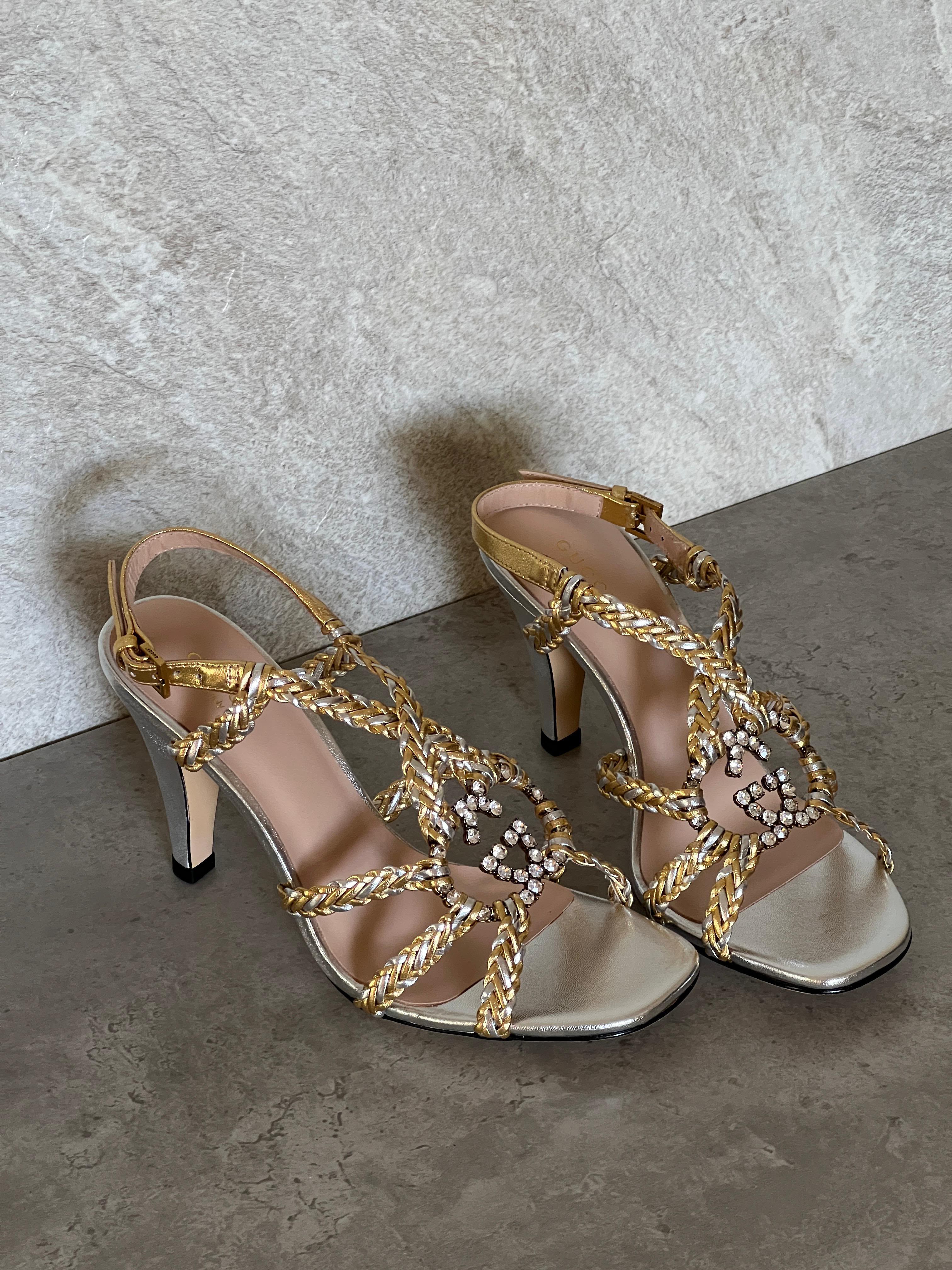 Gucci Crystal Interlocking G Sandal