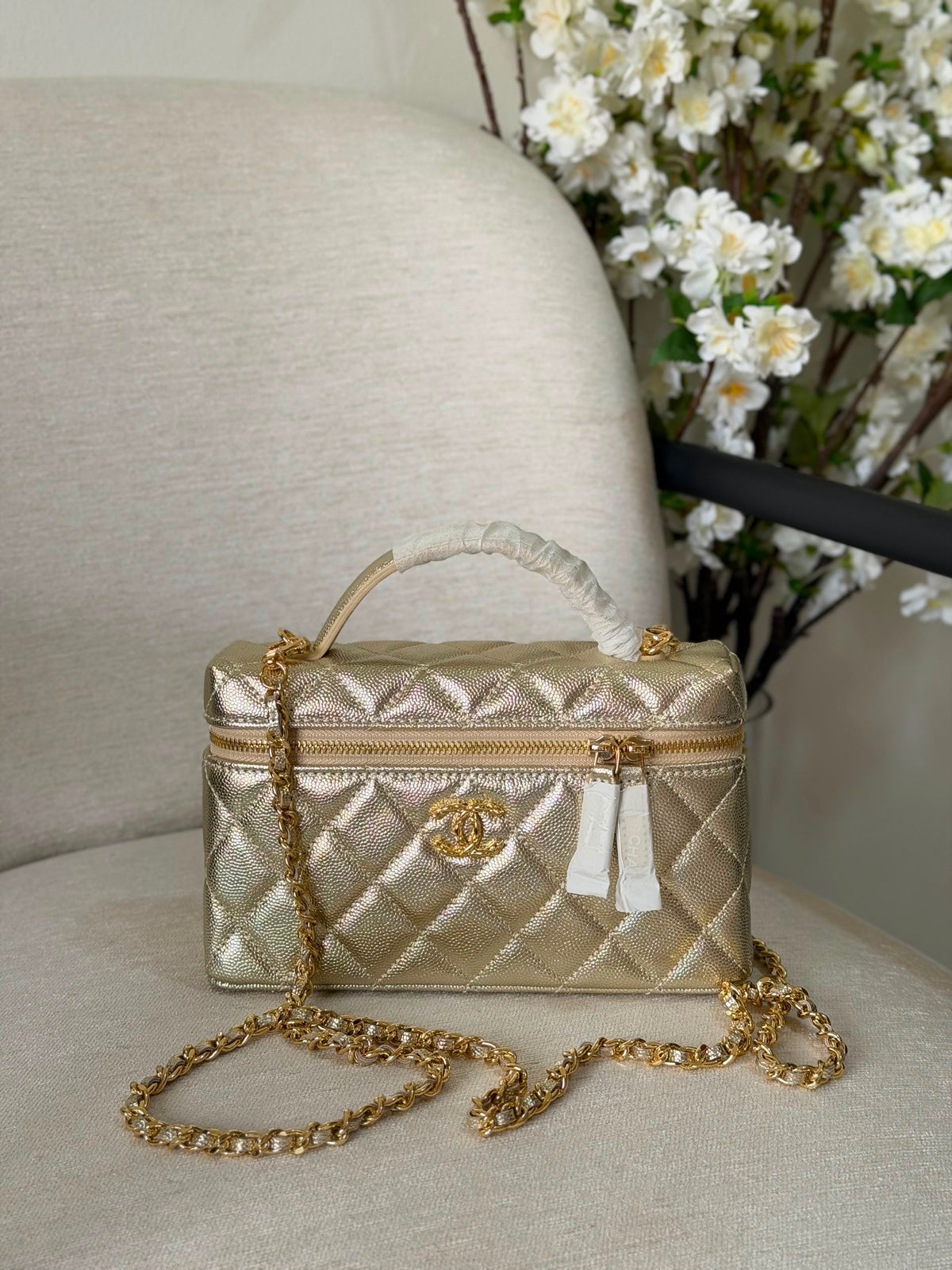 Chanel Caviar Quilted Trendy Handle Slim Vanity