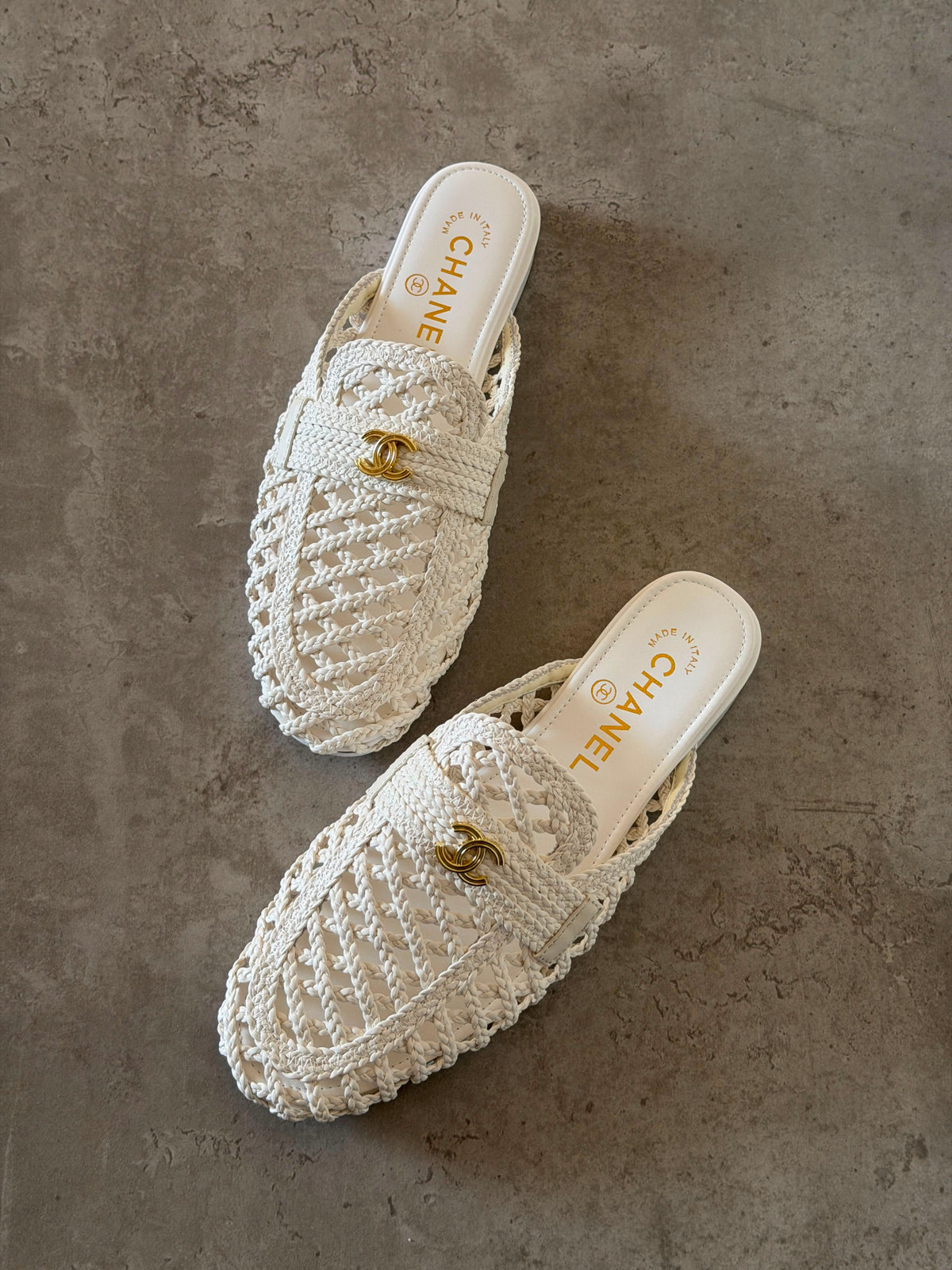 Chanel Braided Lambskin Mules