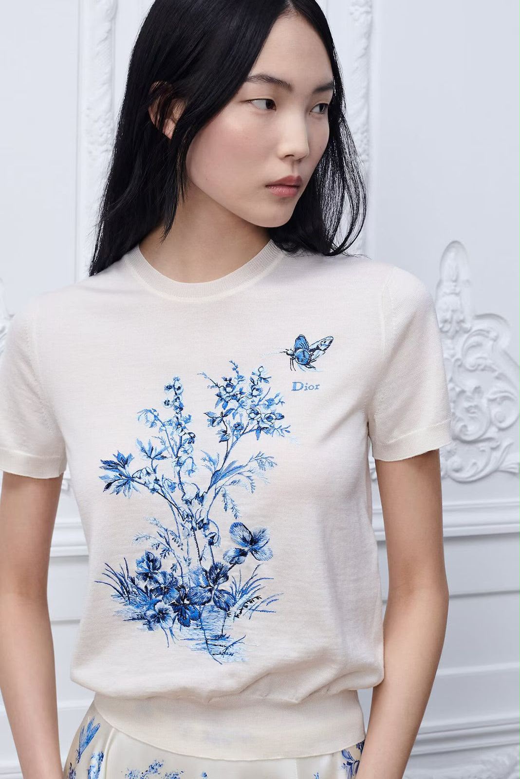Dior Short-Sleeved Embroidered Sweater