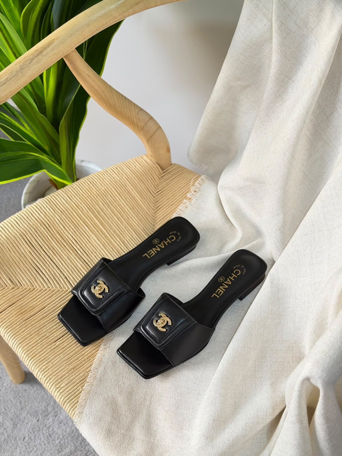 Chanel Turn-Lock Flat Mules