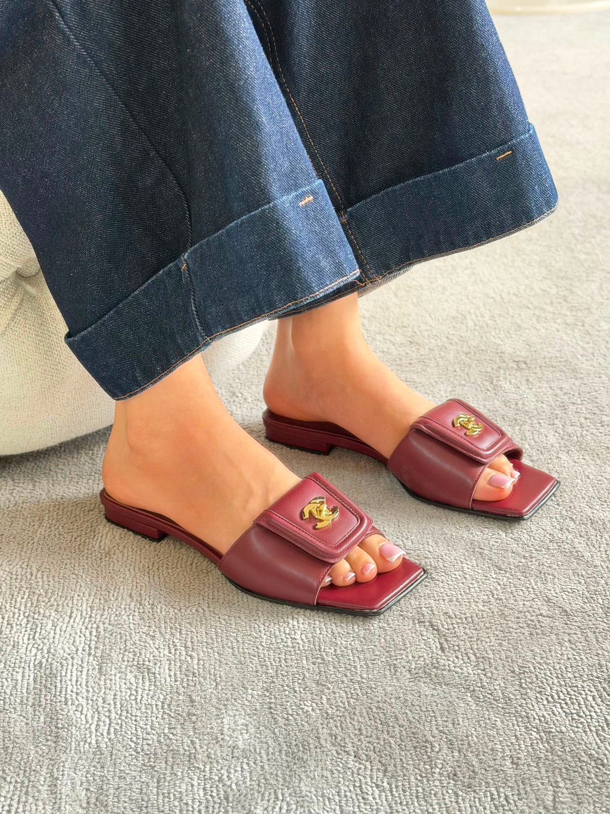 Chanel Turn-Lock Flat Mules