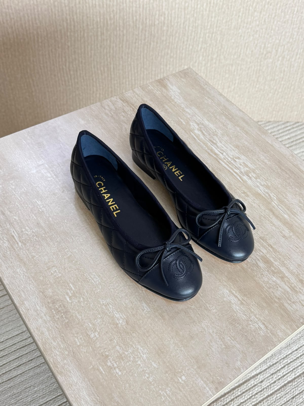 Chanel Washed Out Denim Quilted Ballet
