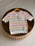 Chanel Chevron Pointelle Open-Knit Short-Sleeve Top