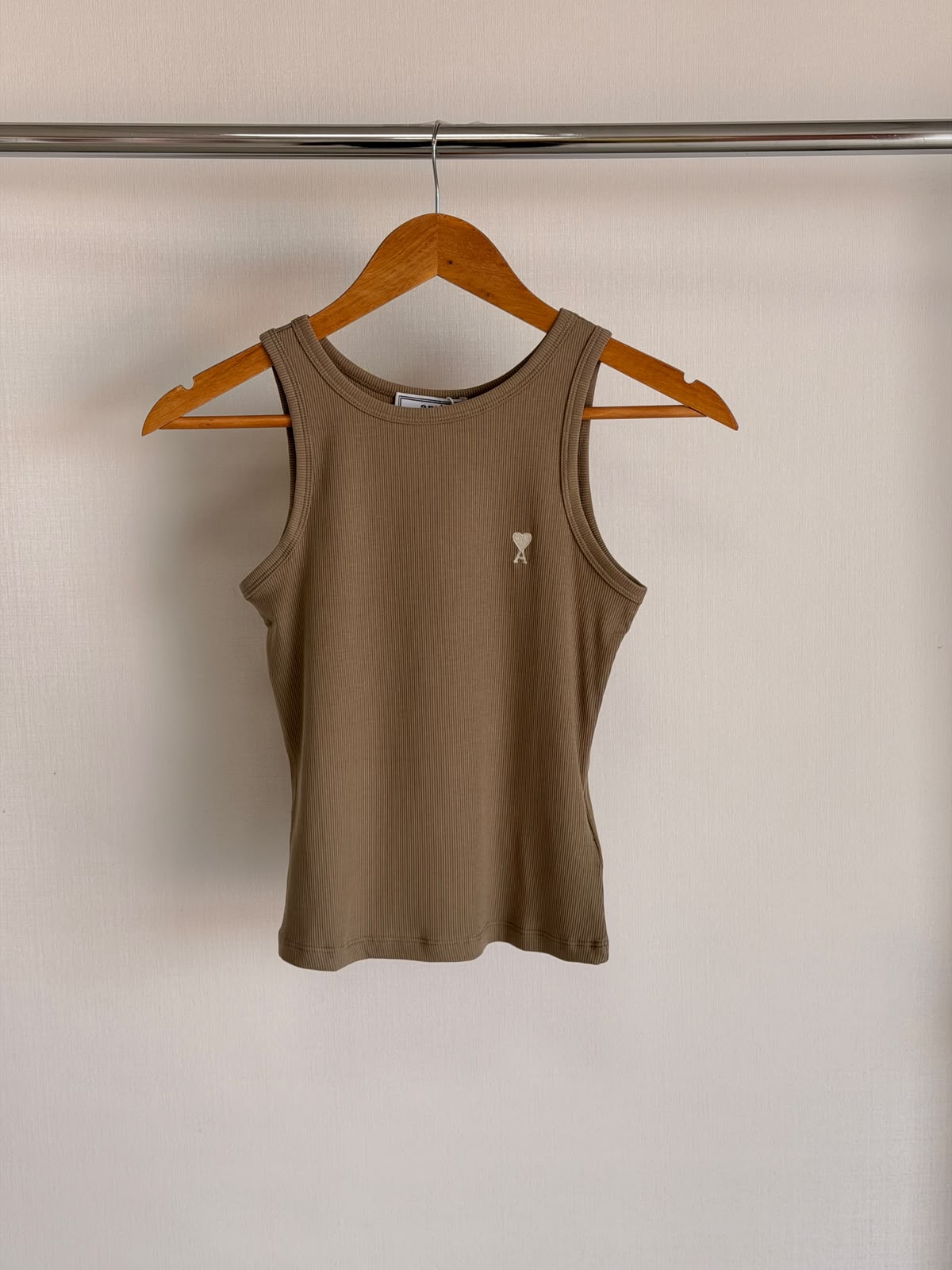 Ami Paris White Cotton Ami de Coeur Tank Top