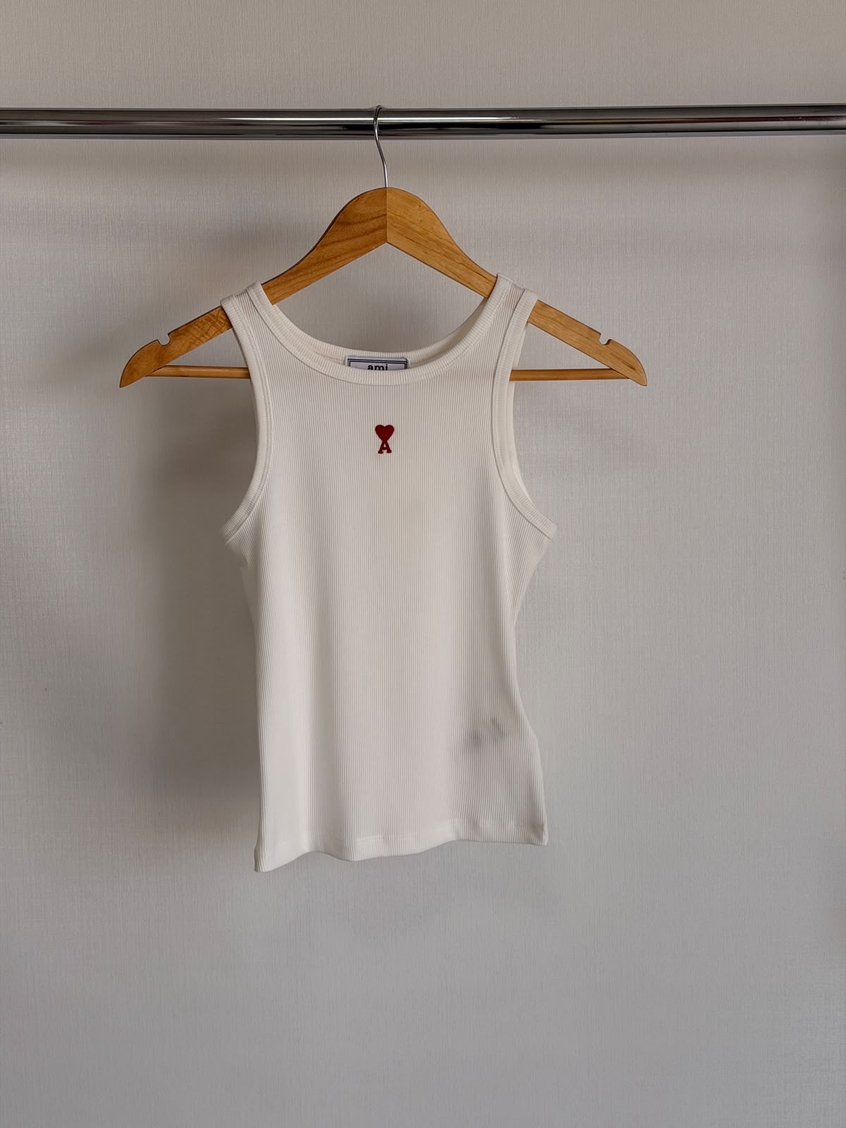 Ami Paris White Cotton Ami de Coeur Tank Top