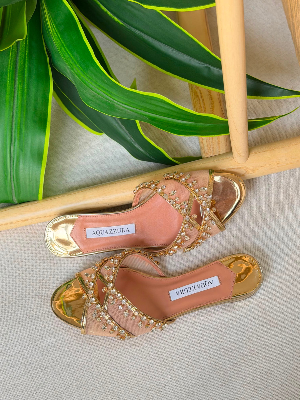 Aquazzura Temptation Crystal Flat Sandals