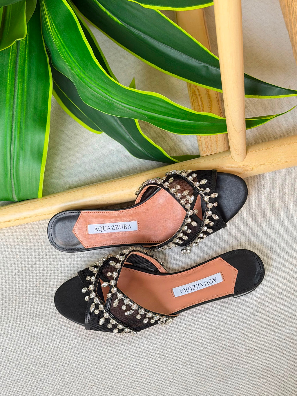 Aquazzura Temptation Crystal Flat Sandals