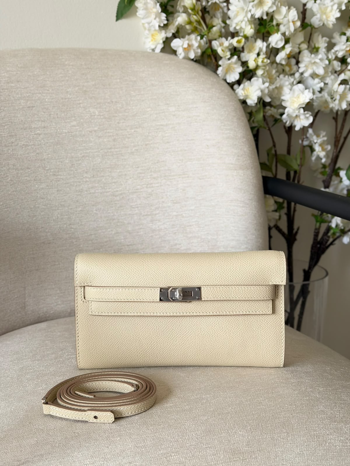 Hermes Kelly To Go Wallet Bag (Silver Hardware)