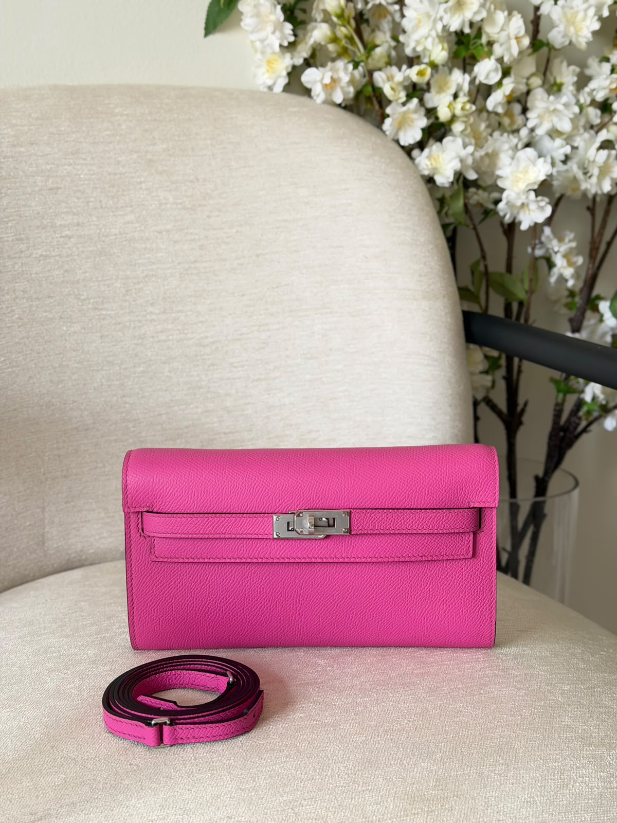 Hermes Kelly To Go Wallet Bag (Silver Hardware)