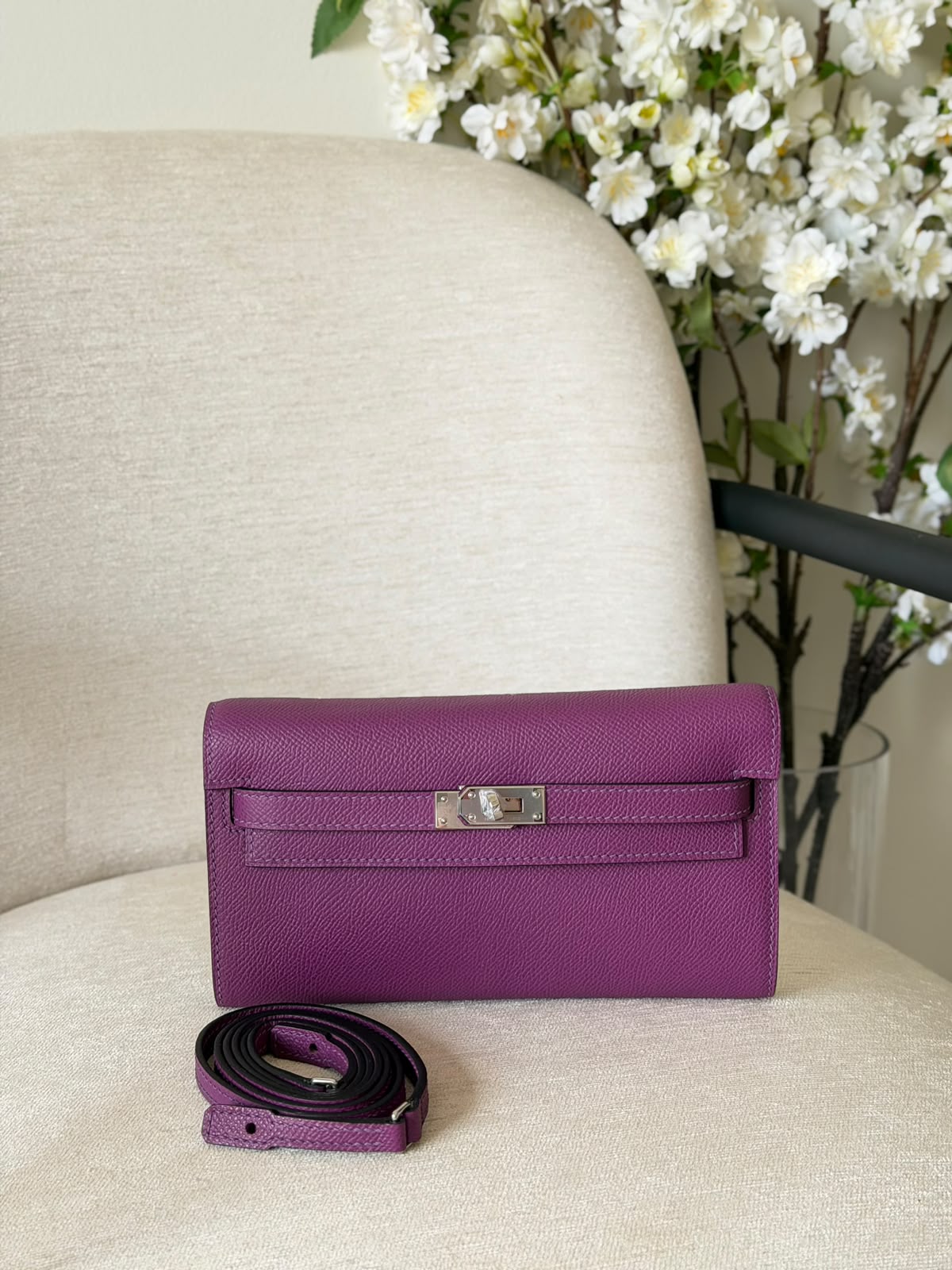 Hermes Kelly To Go Wallet Bag (Silver Hardware)
