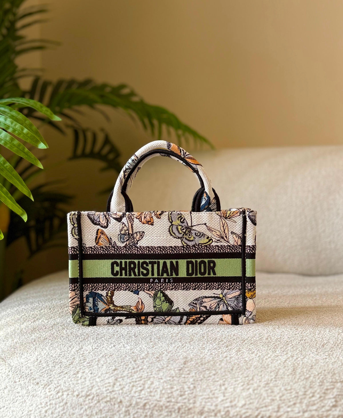 Christian Dior  Oblique Embroidered Canvas Book Tote Bag