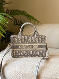 Christian Dior  Oblique Embroidered Canvas Book Tote Bag