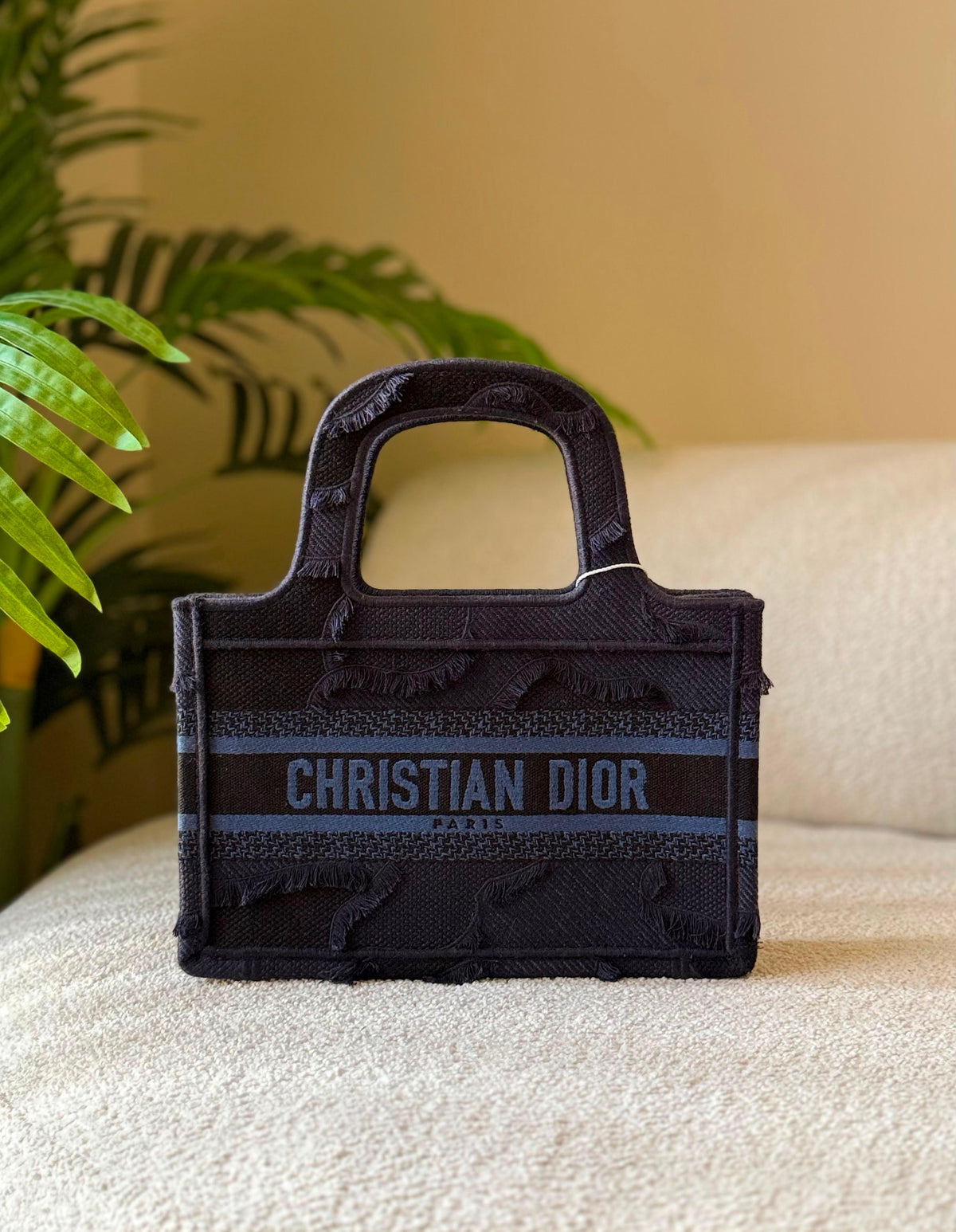 Christian Dior  Oblique Embroidered Canvas Book Tote Bag