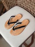 Saint Laurent Pool Knotted Leather and Raffia Flip-Flops