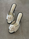 Chanel Camellia Quilted Lambskin Mule Sandals