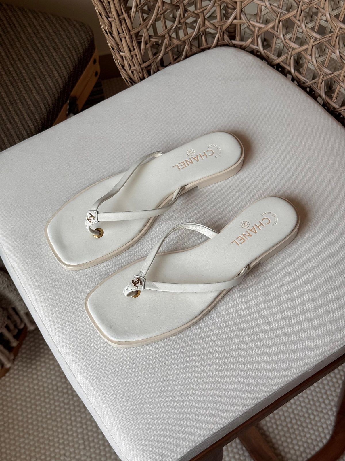 Chanel Goatskin CC Times Square Thong Sandals