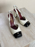 Chanel Square-Toe Block-Heel Slingbacks