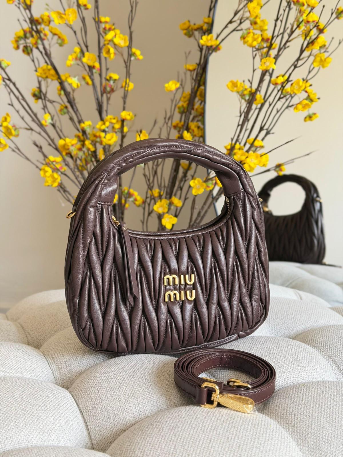 Miu Miu Wander Matelassé Nappa Leather Mini Hobo Bag