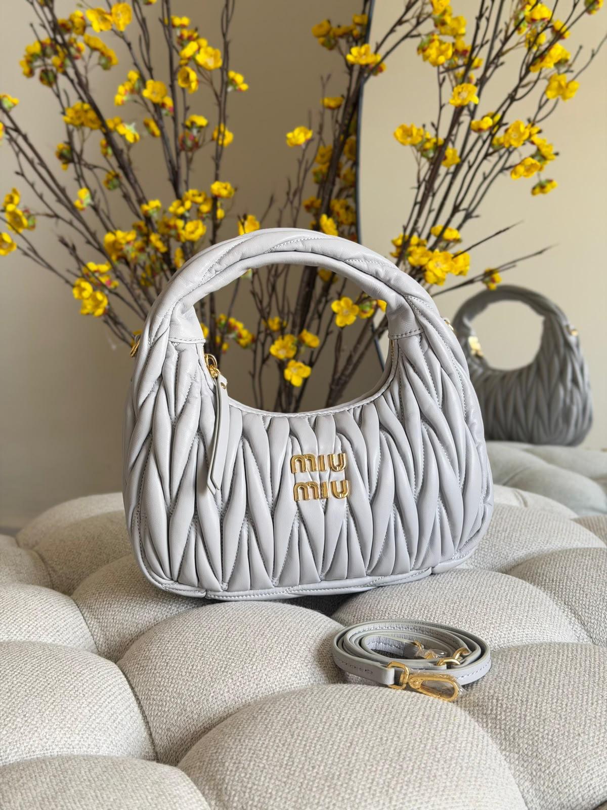 Miu Miu Wander Matelassé Nappa Leather Mini Hobo Bag