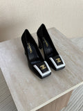 Chanel Square-Toe Turnlock CC Pumps