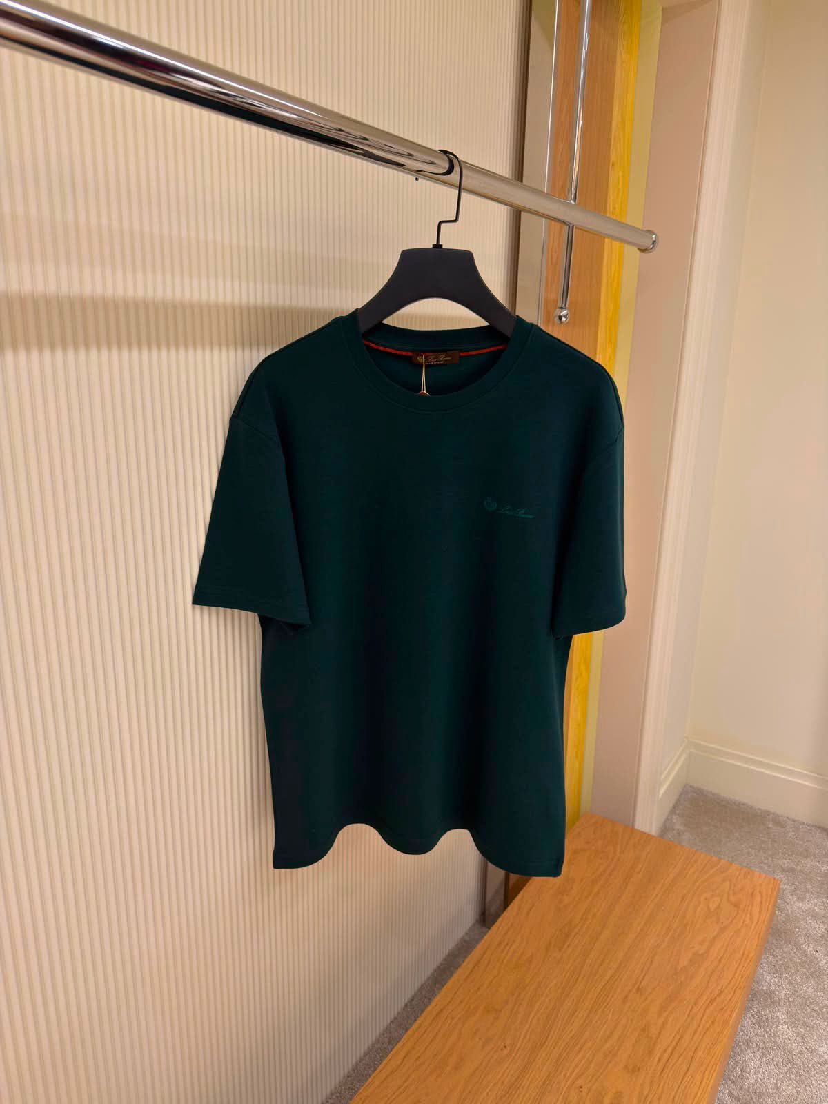 Loro Piana Embroidered Logo Cotton Crew Neck T-Shirt