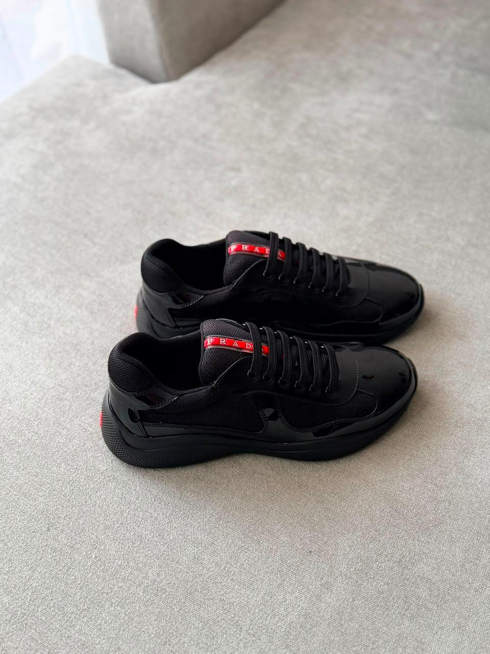 Prada America's Cup Patent Leather and Technical Fabric Sneakers