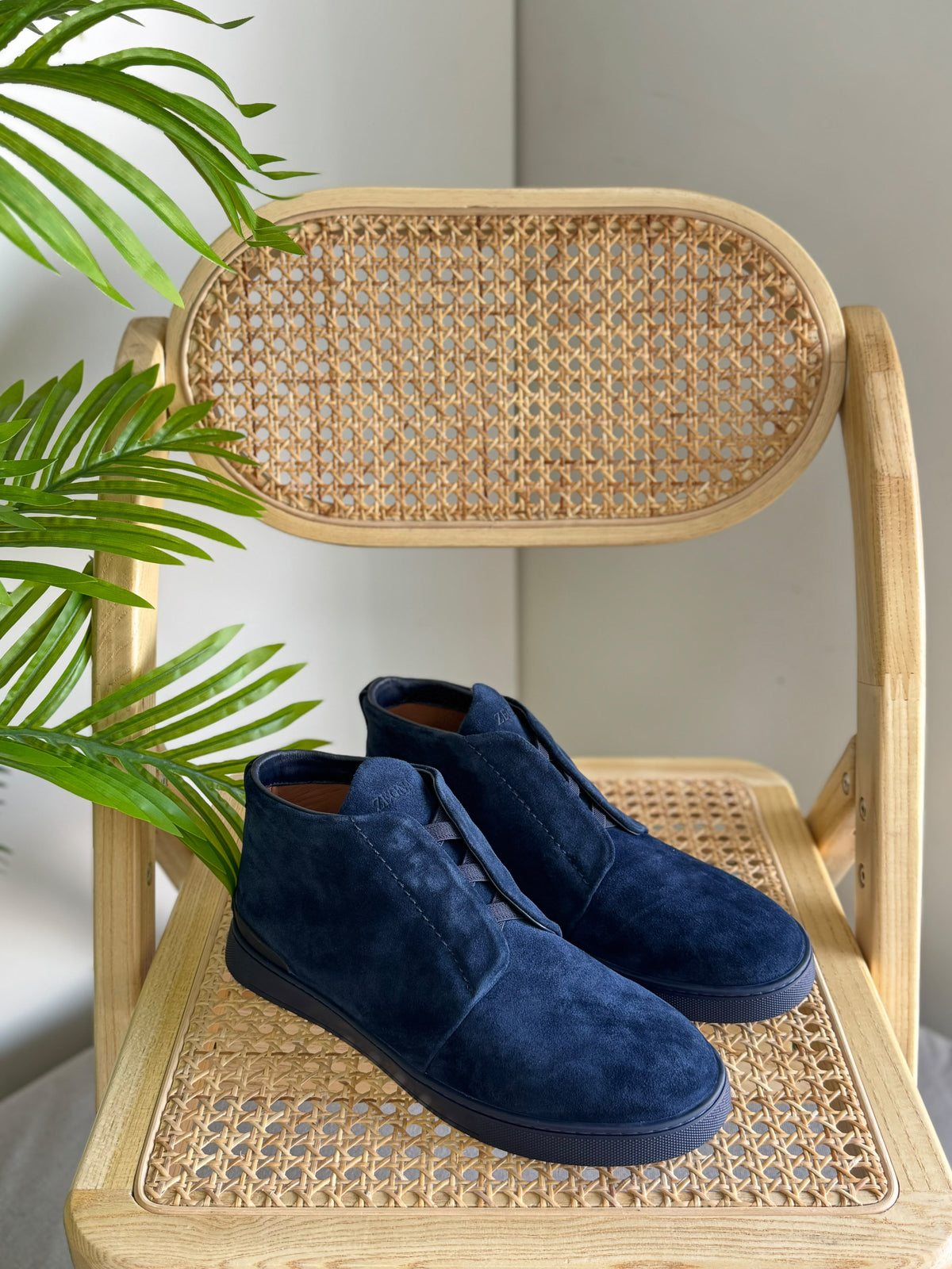 Zegna Triple Stitch Mid-Top Sneakers