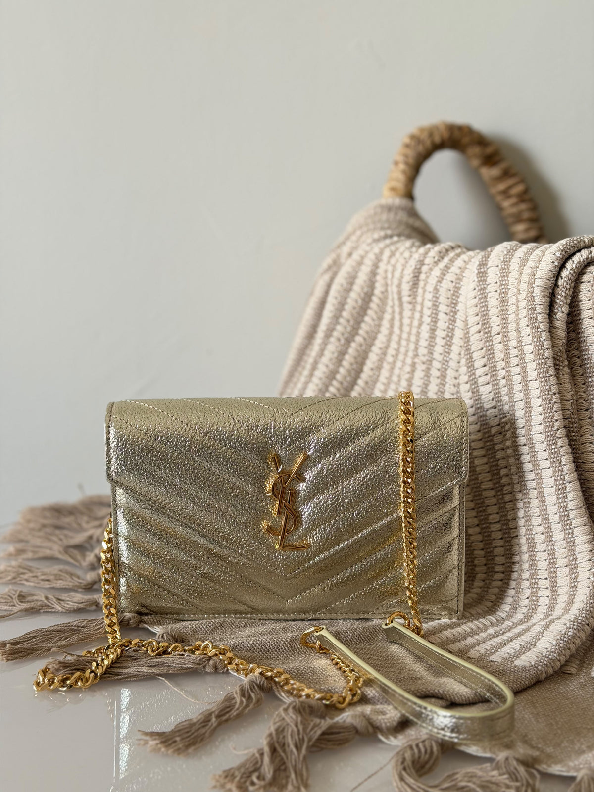 Saint Laurent Cassandre Envelope Chain Wallet