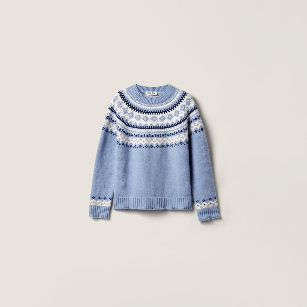 Miu Miu Fair Isle Wool Crew-Neck Sweater